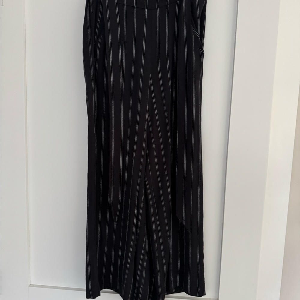 Chic Black and White Striped Jumpsuit